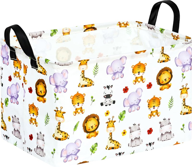 KUNRO Rectang Animals Storage Basket Gift Shelf Basket Storage Bin, Nursery Basket Organizer Box for With Handles for Room Deco - Image 1